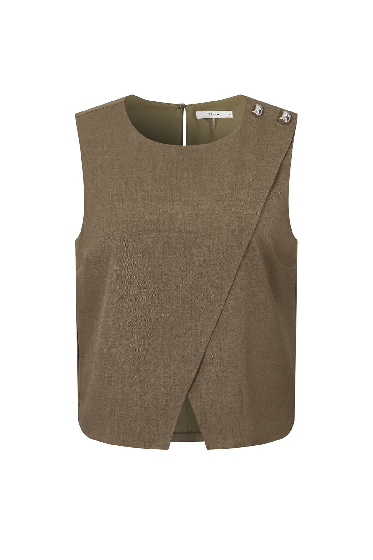 Sleeveless Woven Top with Buttons