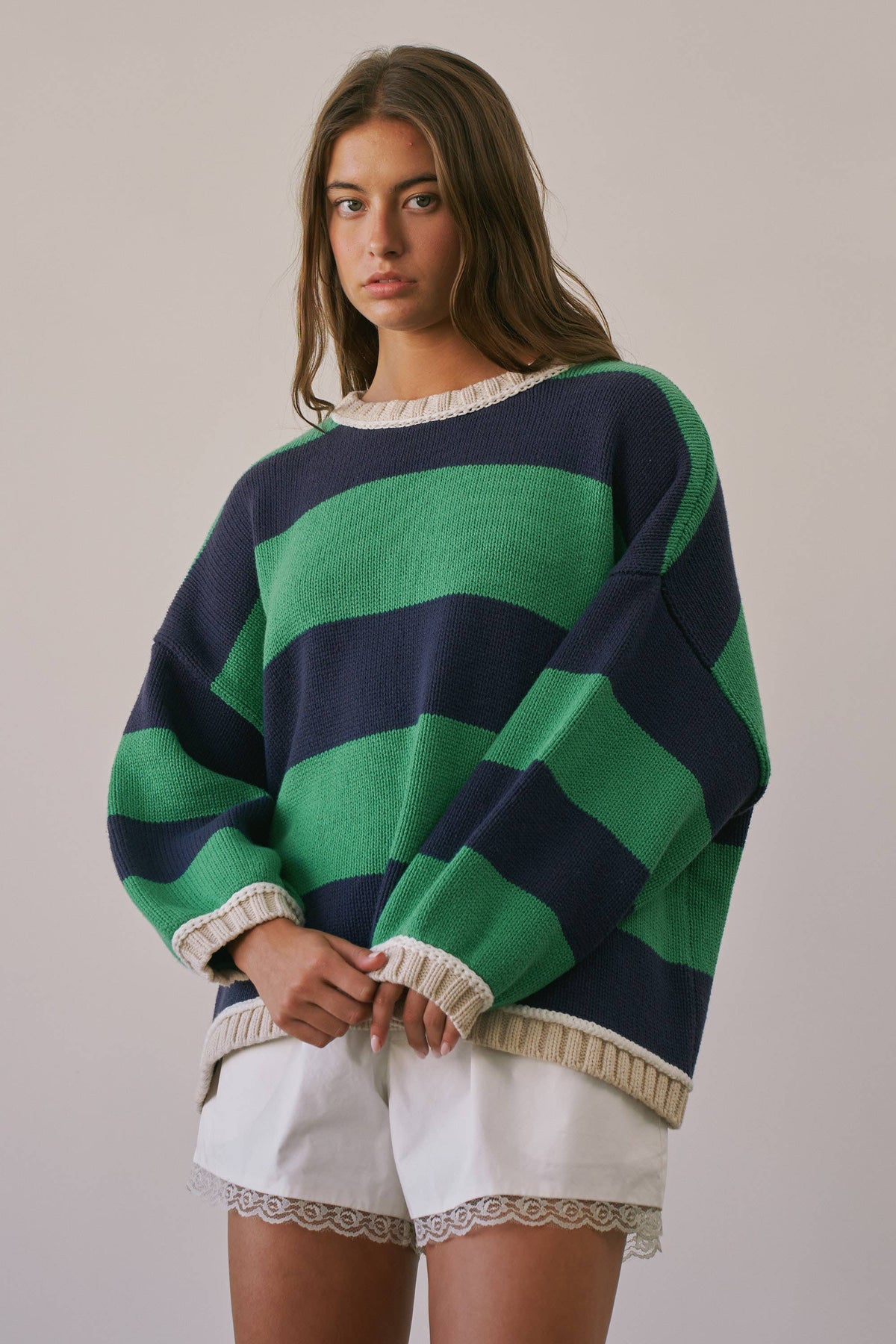 Heavy Weight Contrast Stripe Sweater