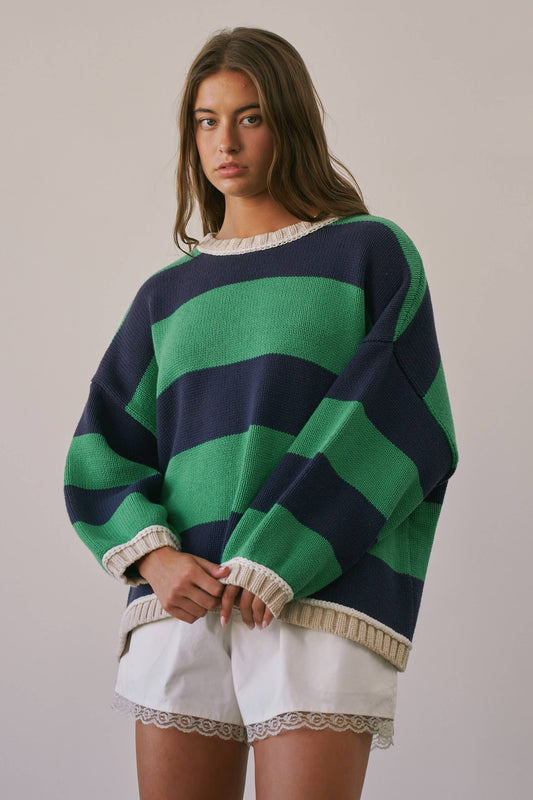 Heavy Weight Contrast Stripe Sweater