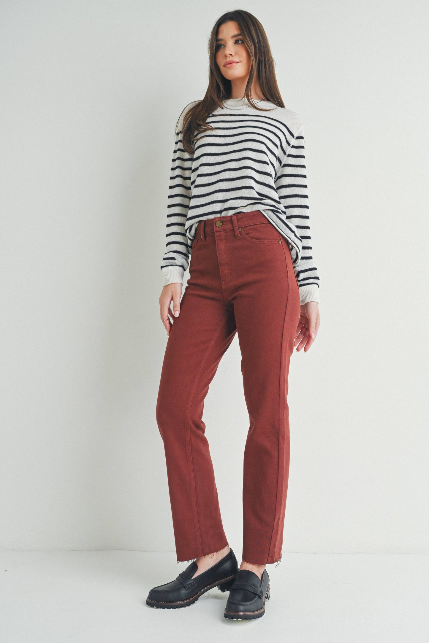 Burgundy Cropped Straight