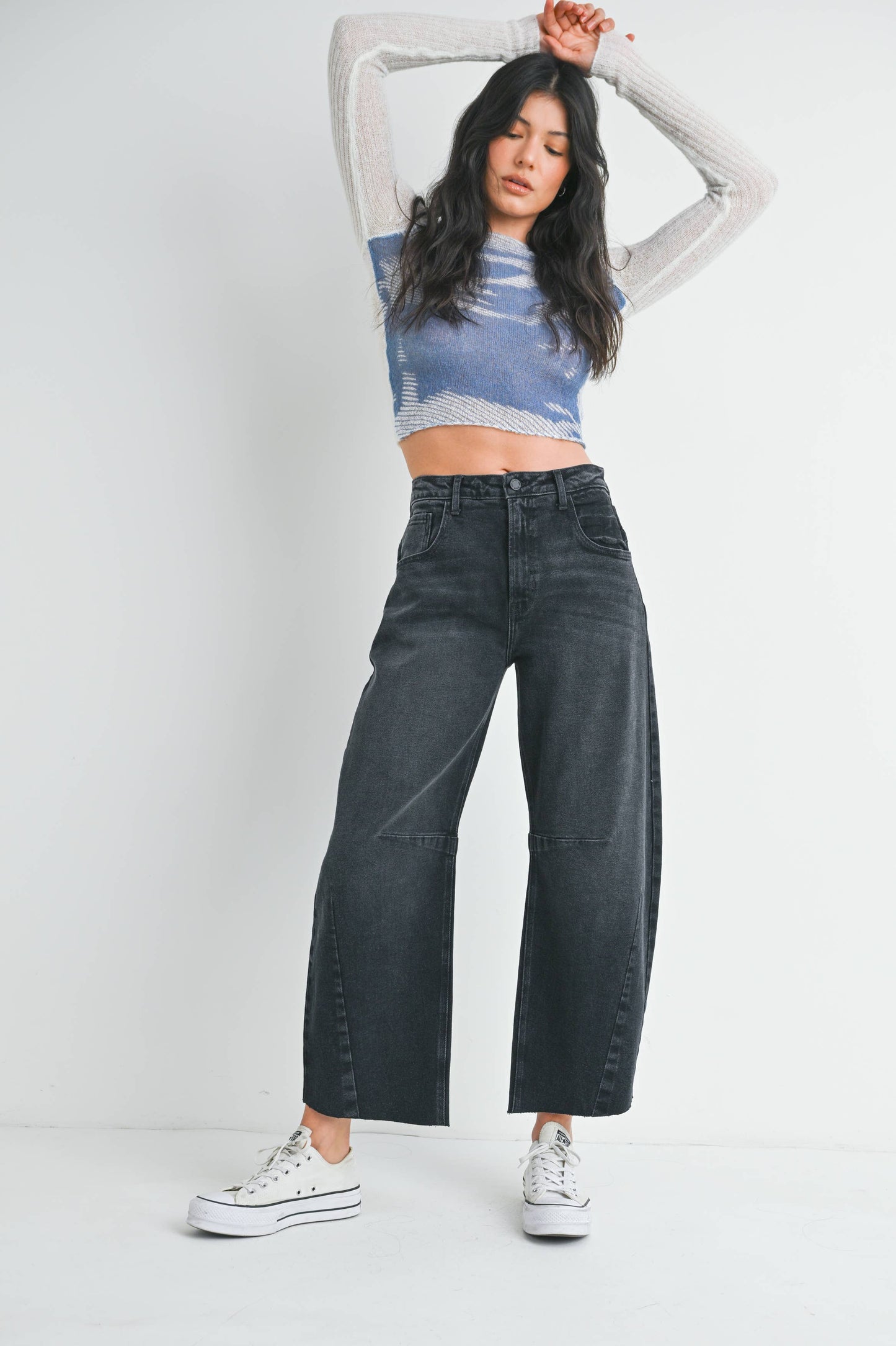 Raw Hem Barrel Jean w/ Seams