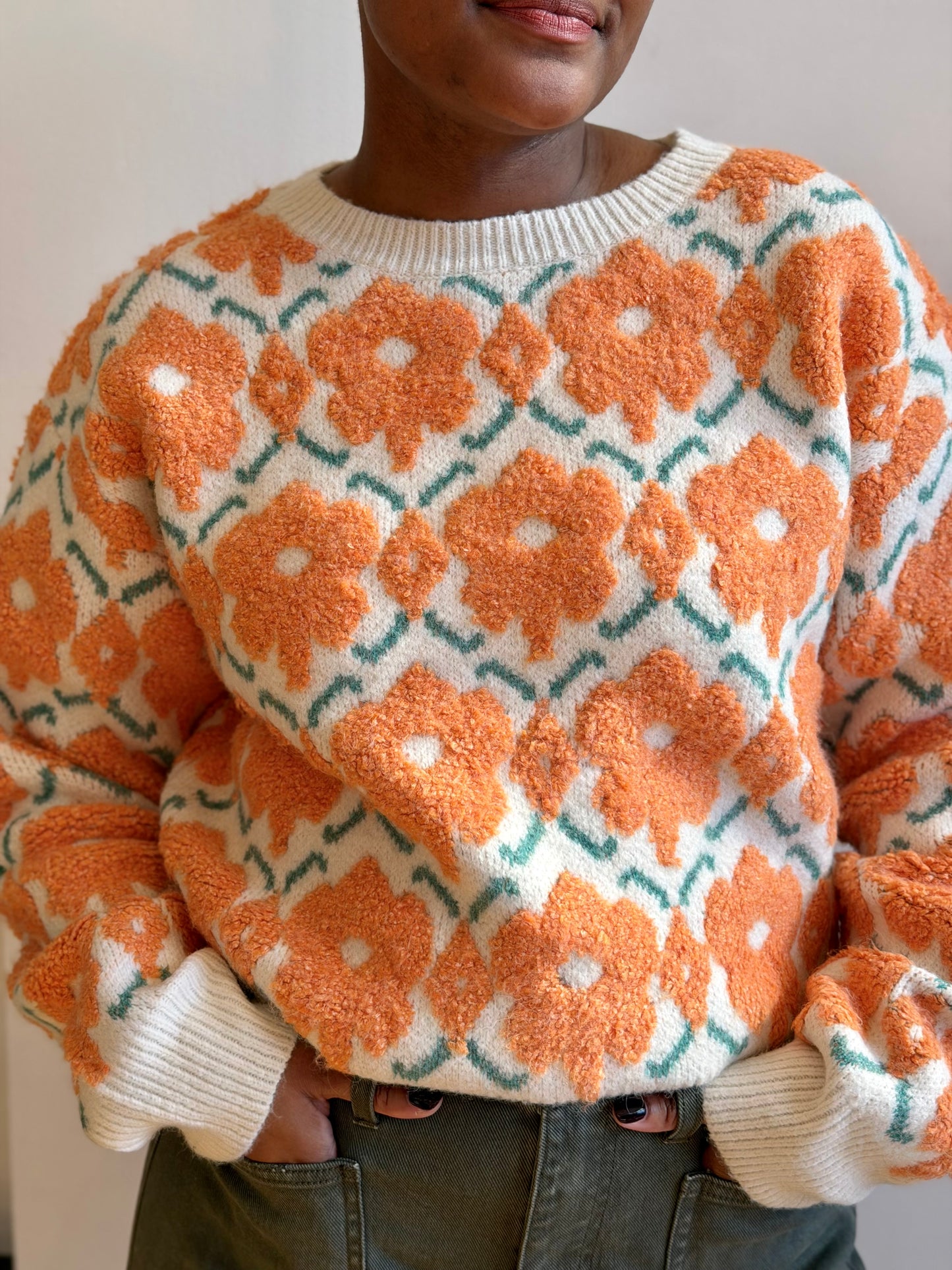 Fuzzy Floral Sweater