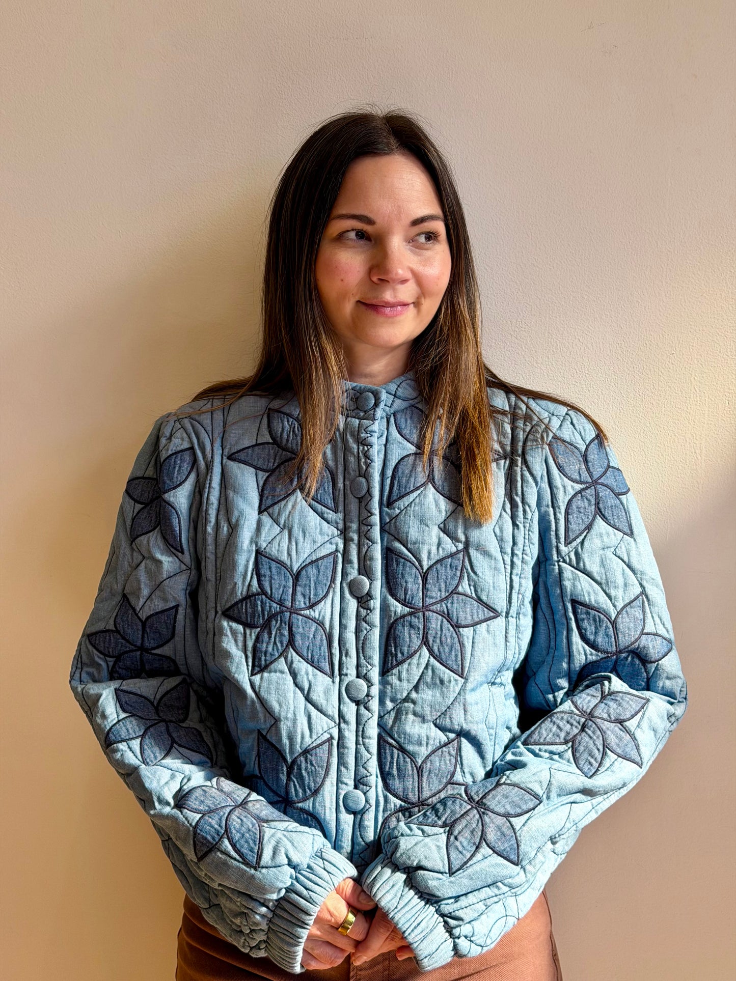 Floral Star Quilted Denim Jacket