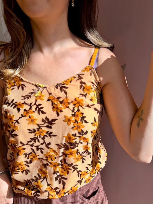 Velvet Burnout Floral Cami