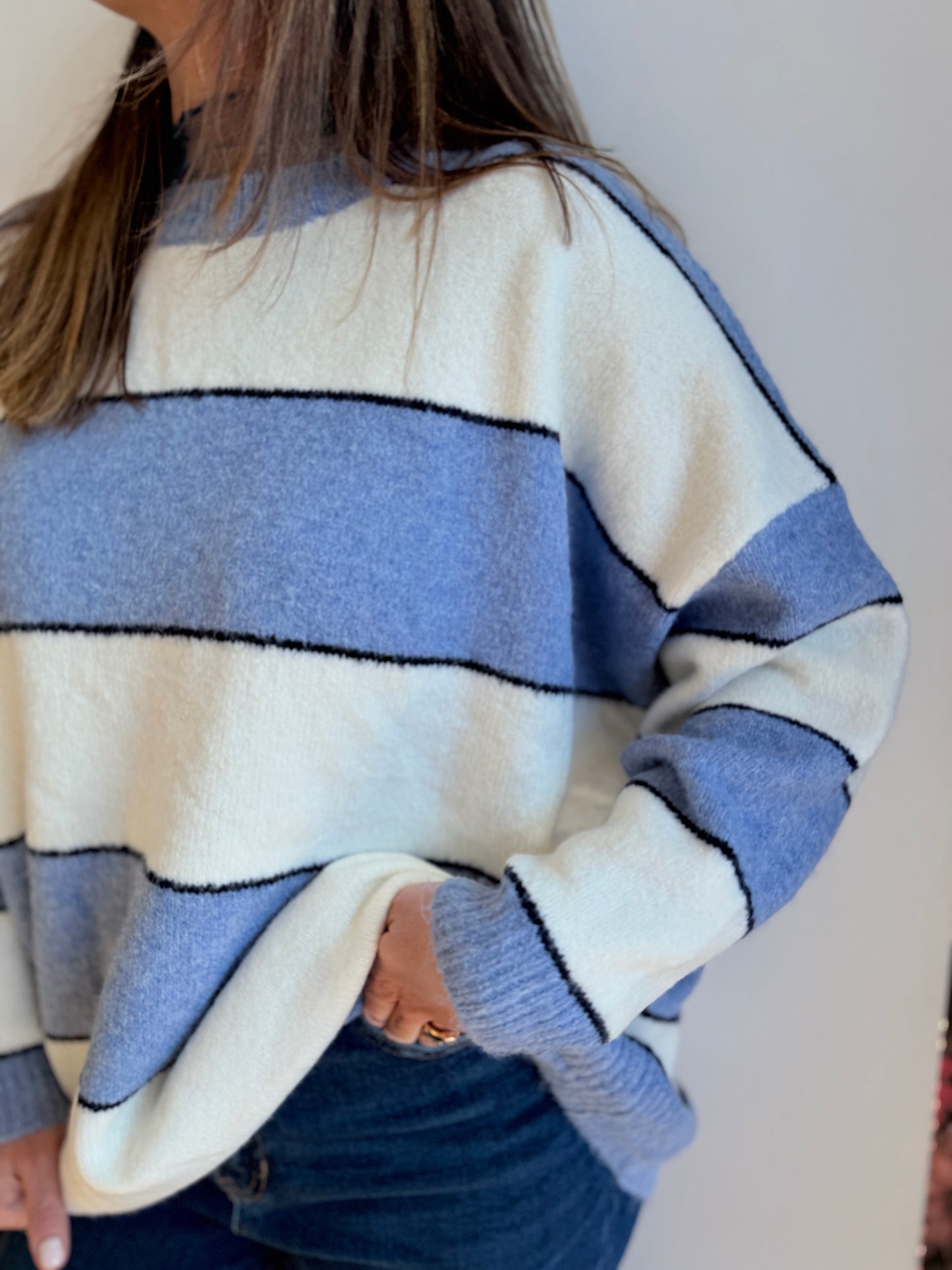 Oversized Rugby Stripe Knit Sweater