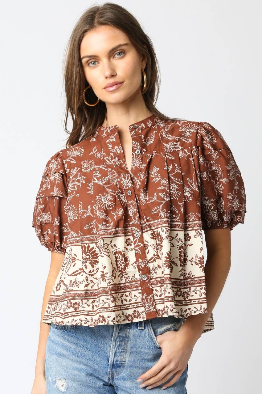 Floral Puff Sleeve Blouse