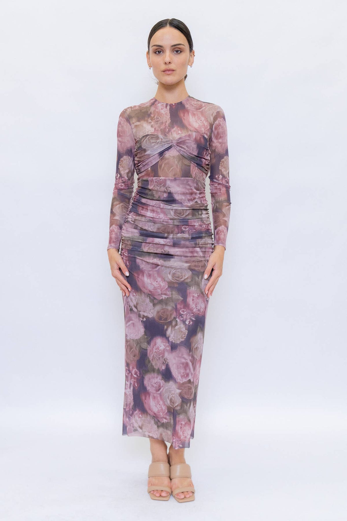 Mesh Long Sleeve Illusion Dress