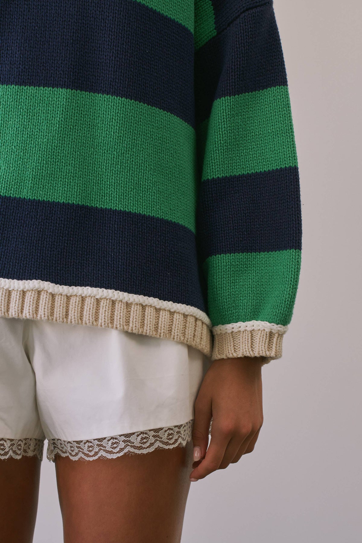 Heavy Weight Contrast Stripe Sweater