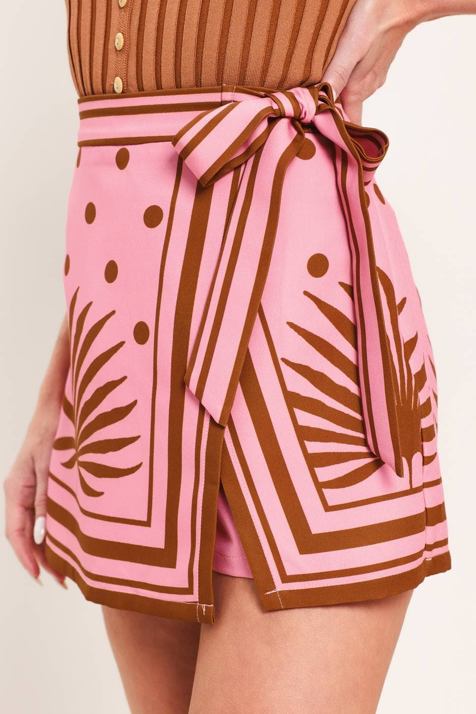 Palm Print Wrap Skort