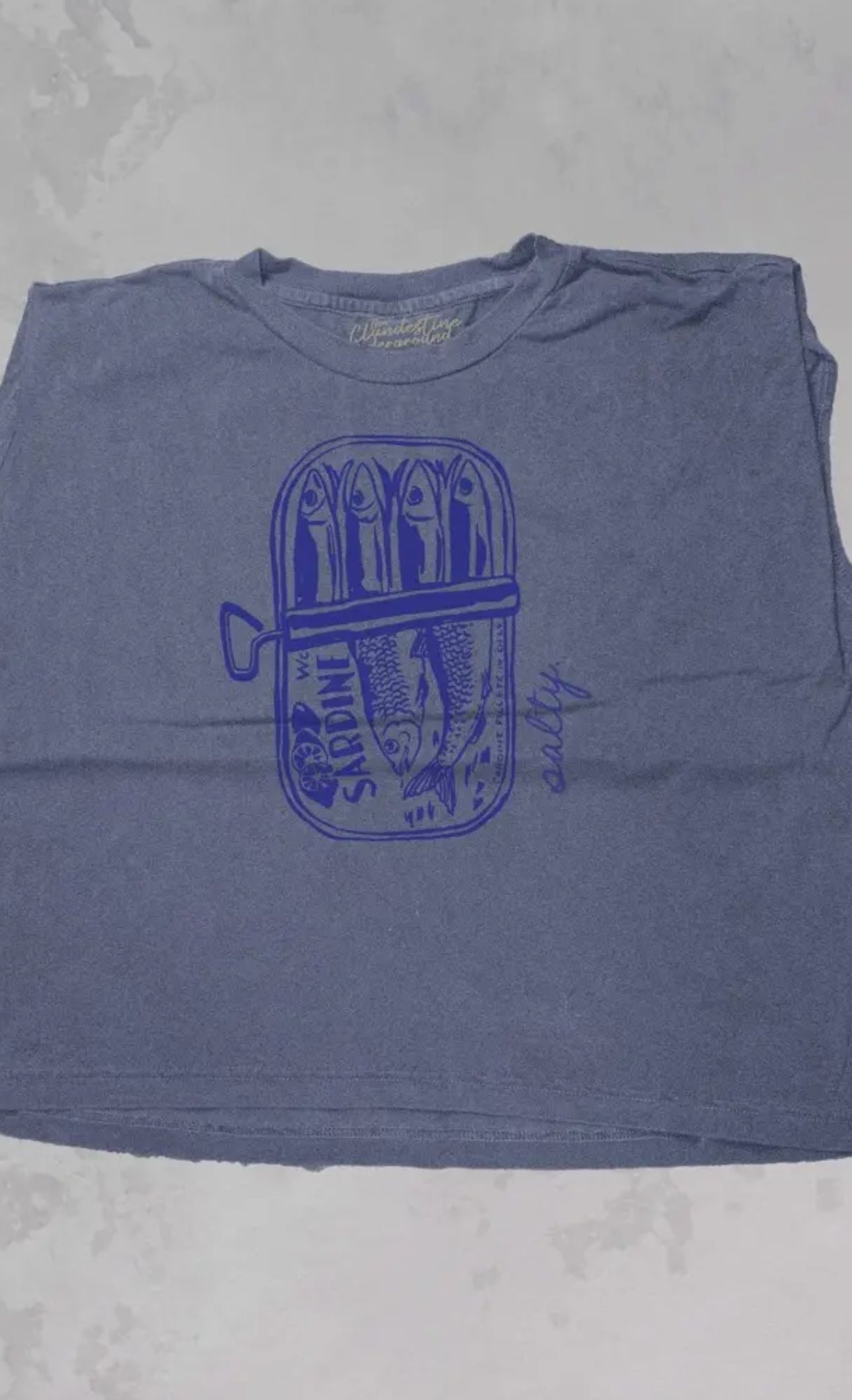 Salty Sardines Vintage Cropped Muscle Tank