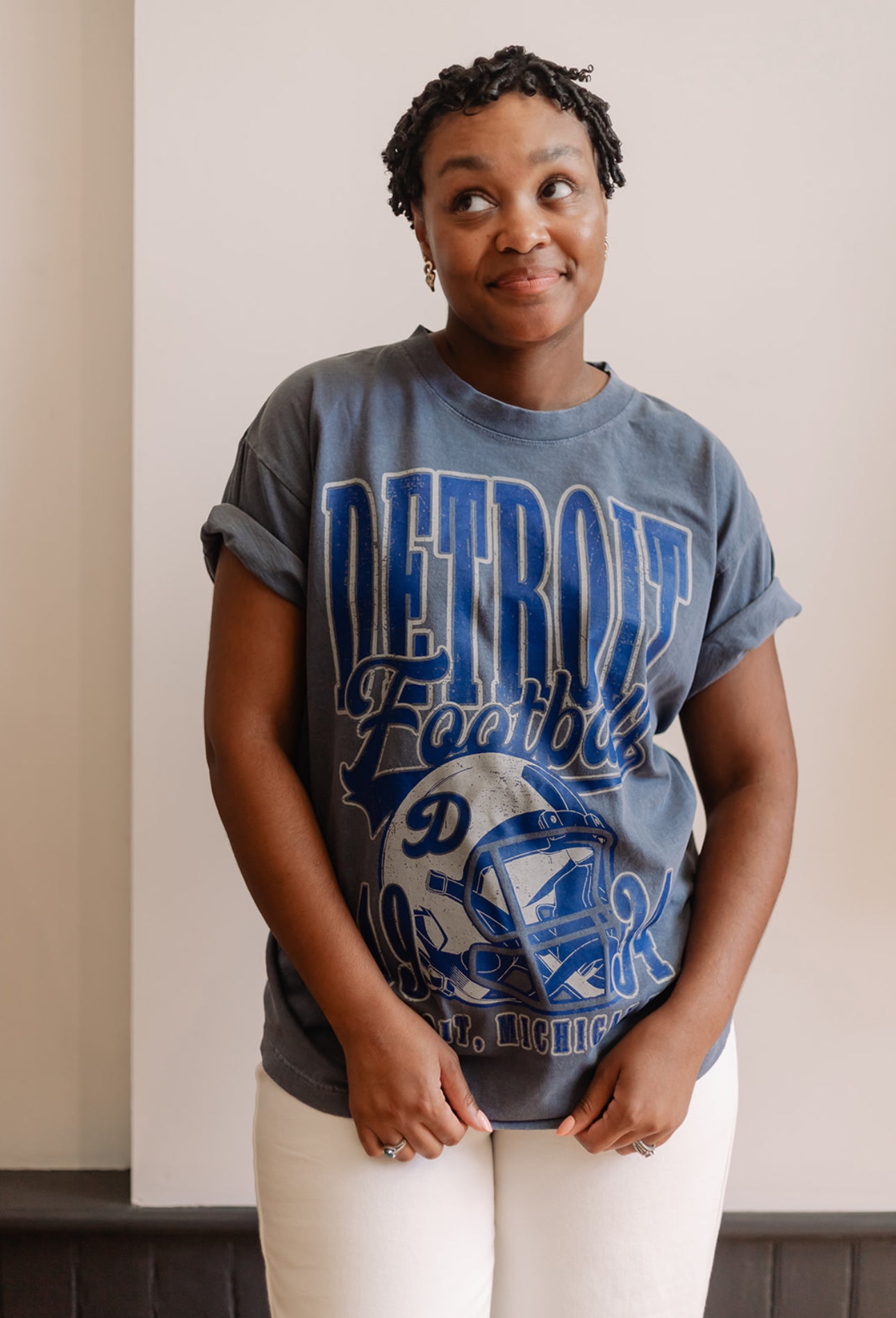 90's Vintage Detroit Football Oversized Tee