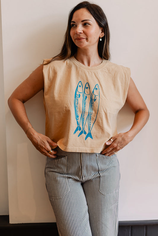 Three Little Fish Cropped Muscle Tee