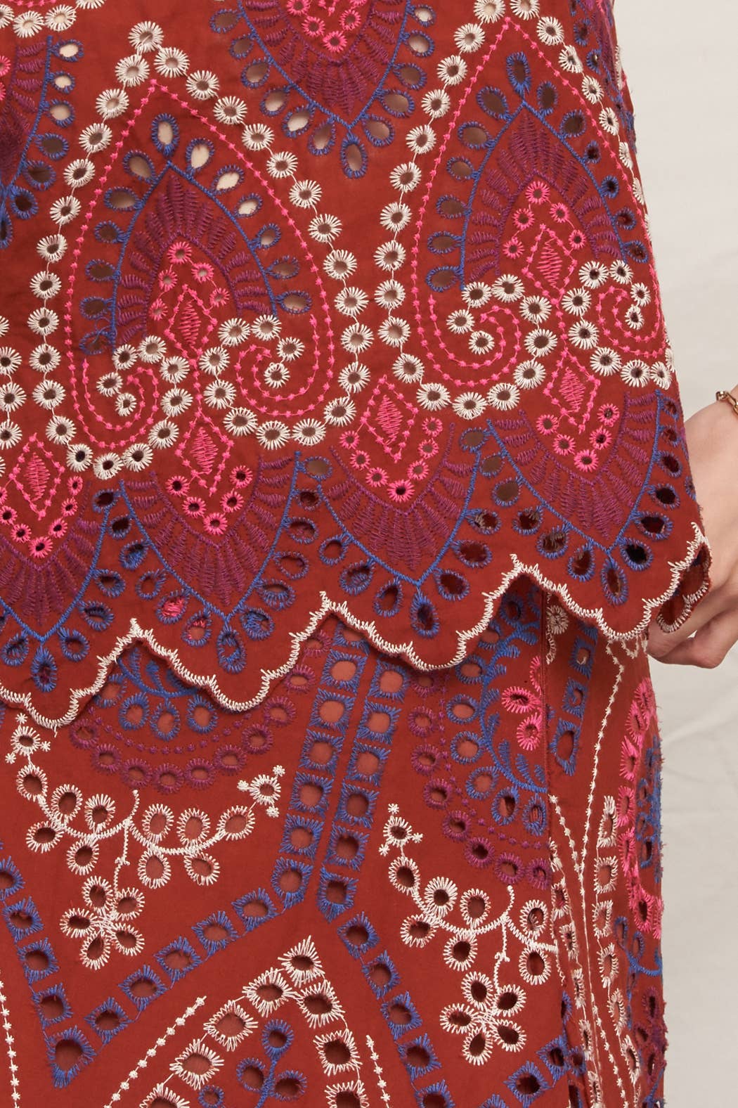 Eyelet Scalloped Woven Top