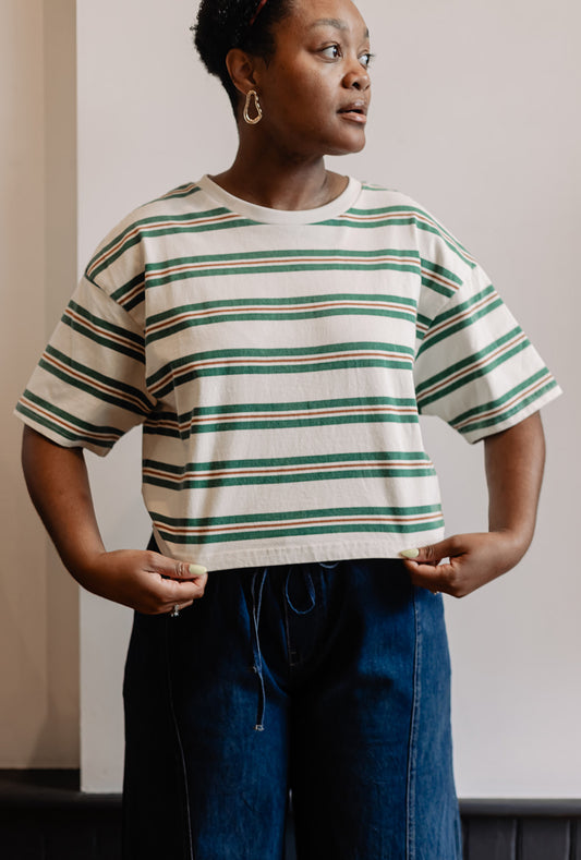 Striped Vintage Wash Cropped Tee