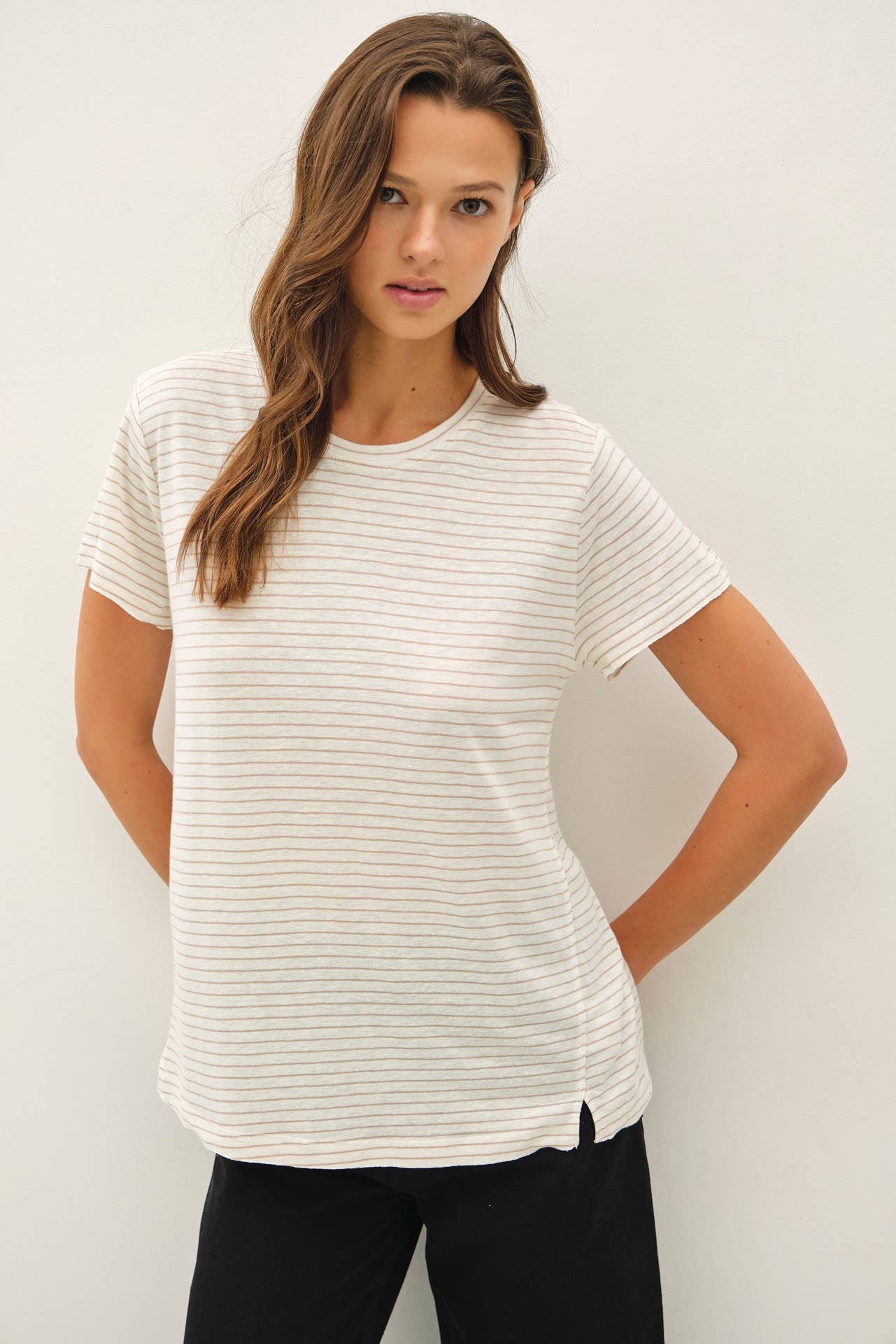 Linen Stripe Crew Tee