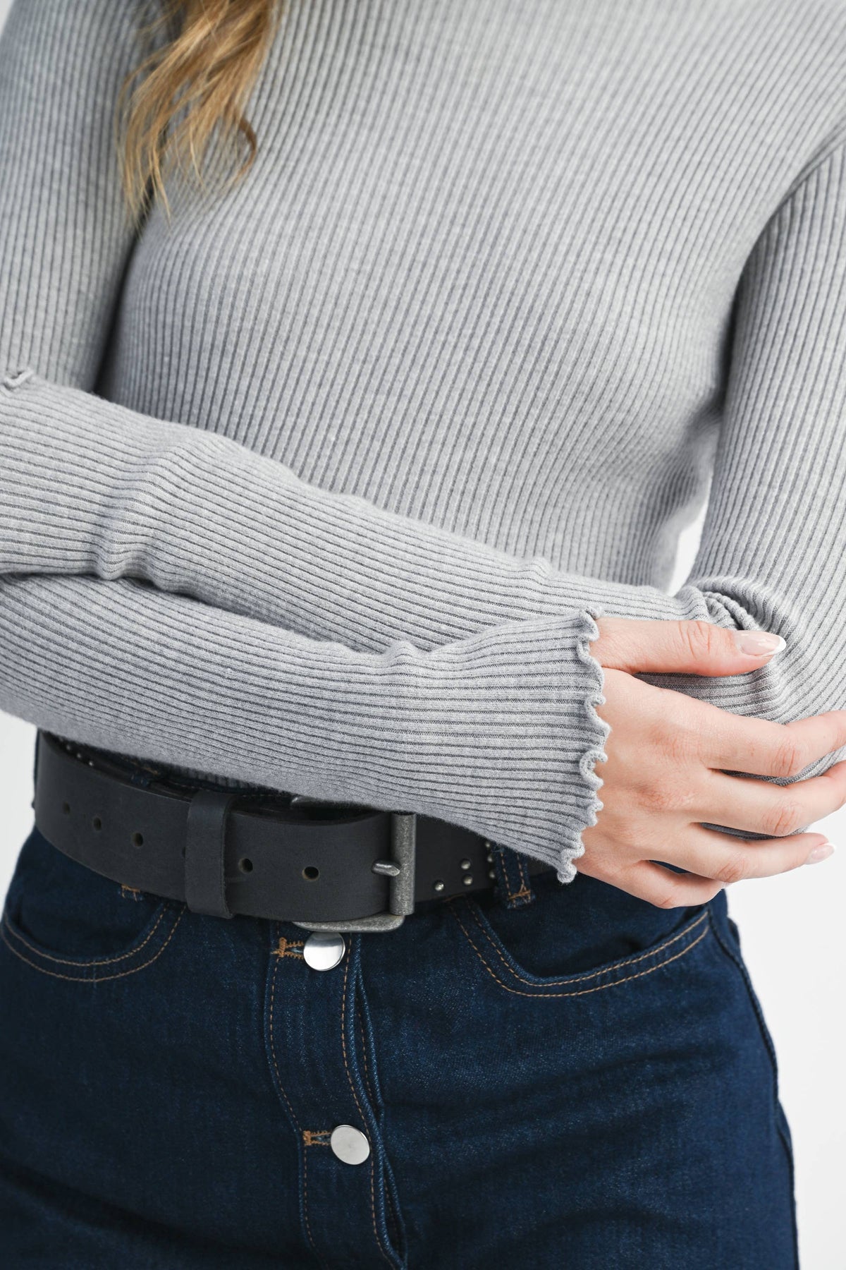 Mock Neck Ribbed Sweater