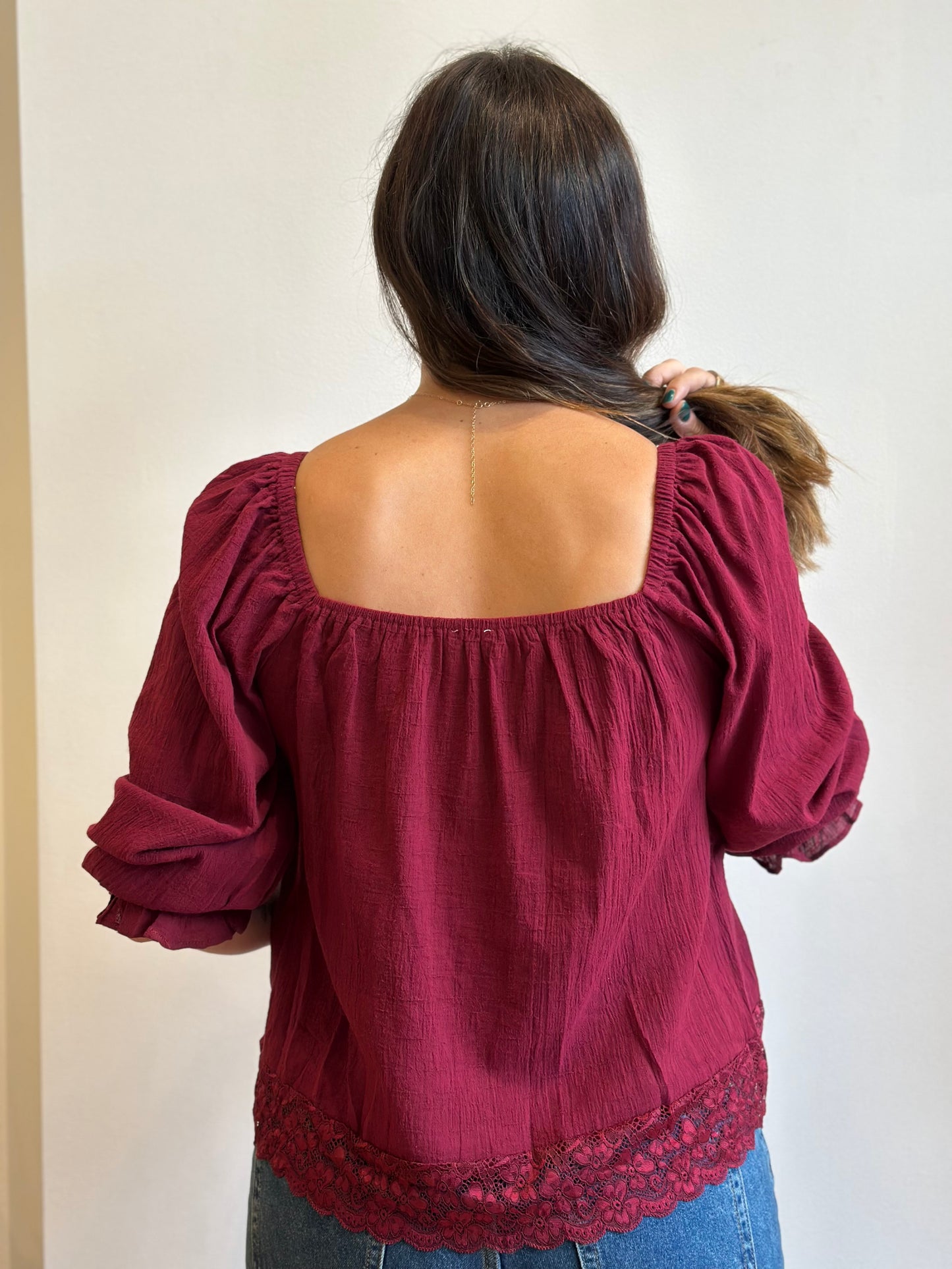 Lace-trim Boho Blouse