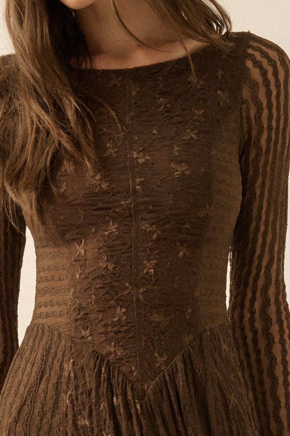 Chocolate Lace Midi Dress