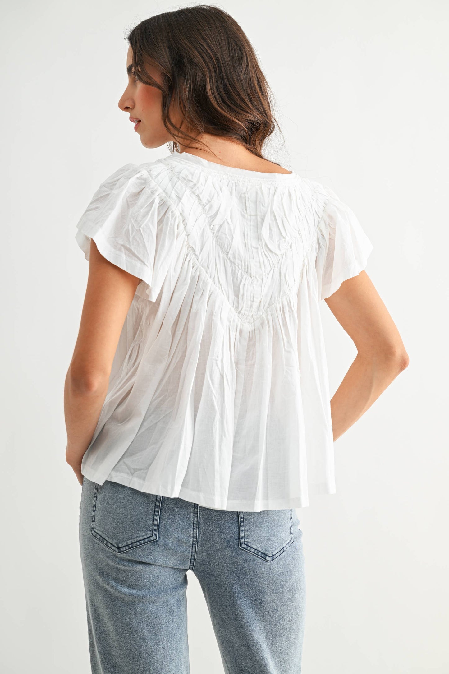Flutter Sleeve Gathered Blouse