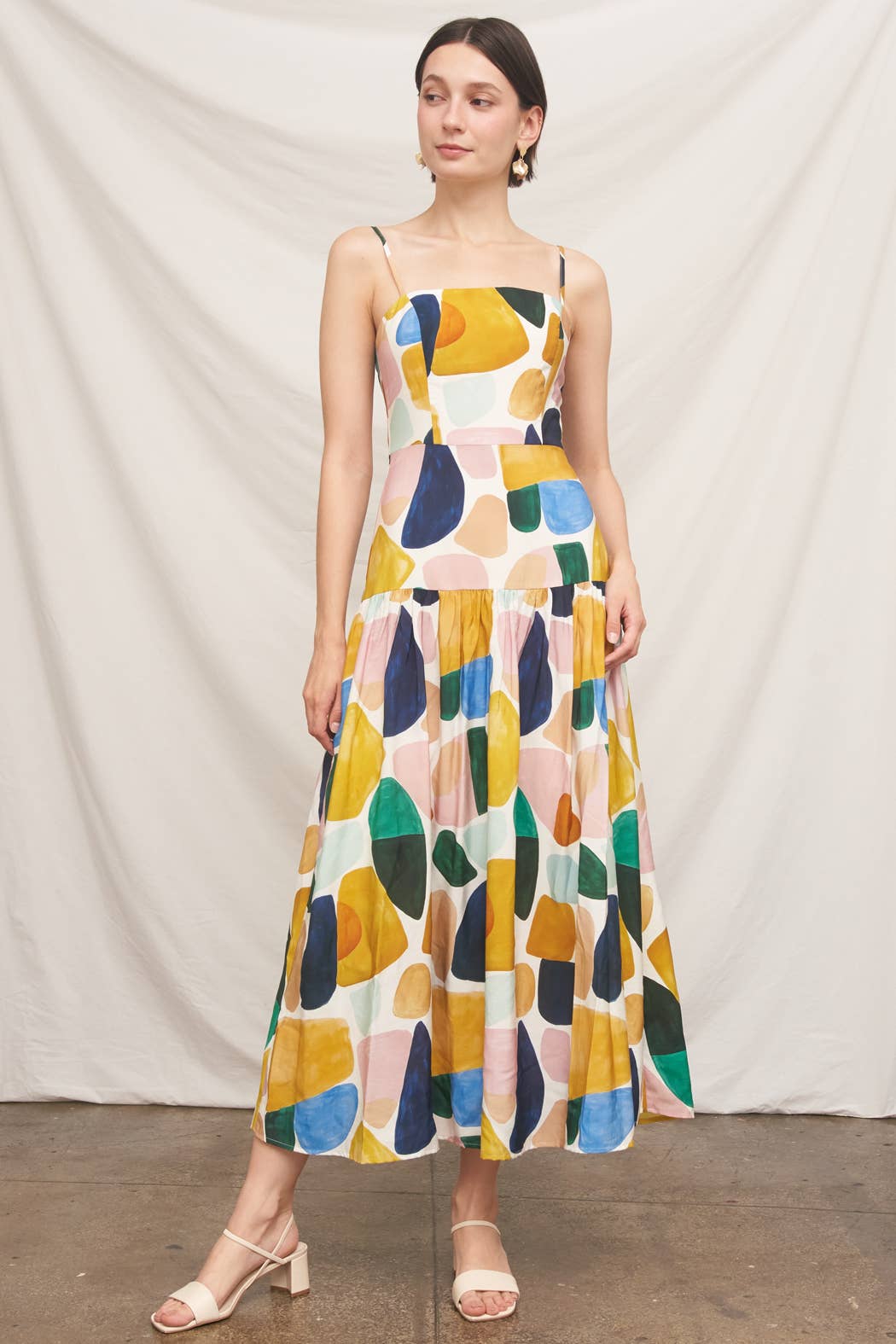 Abstract Print Tiered Maxi Dress