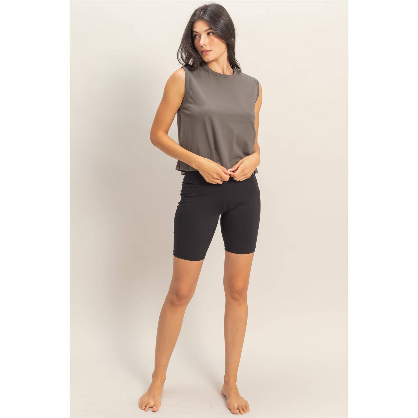 Sleeveless Crew Neck Top