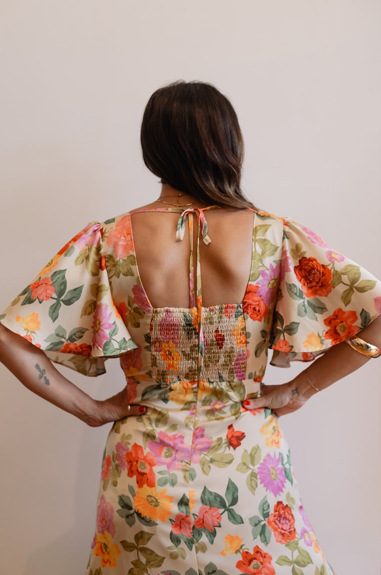 Flutter Sleeve Floral Maxi Dress