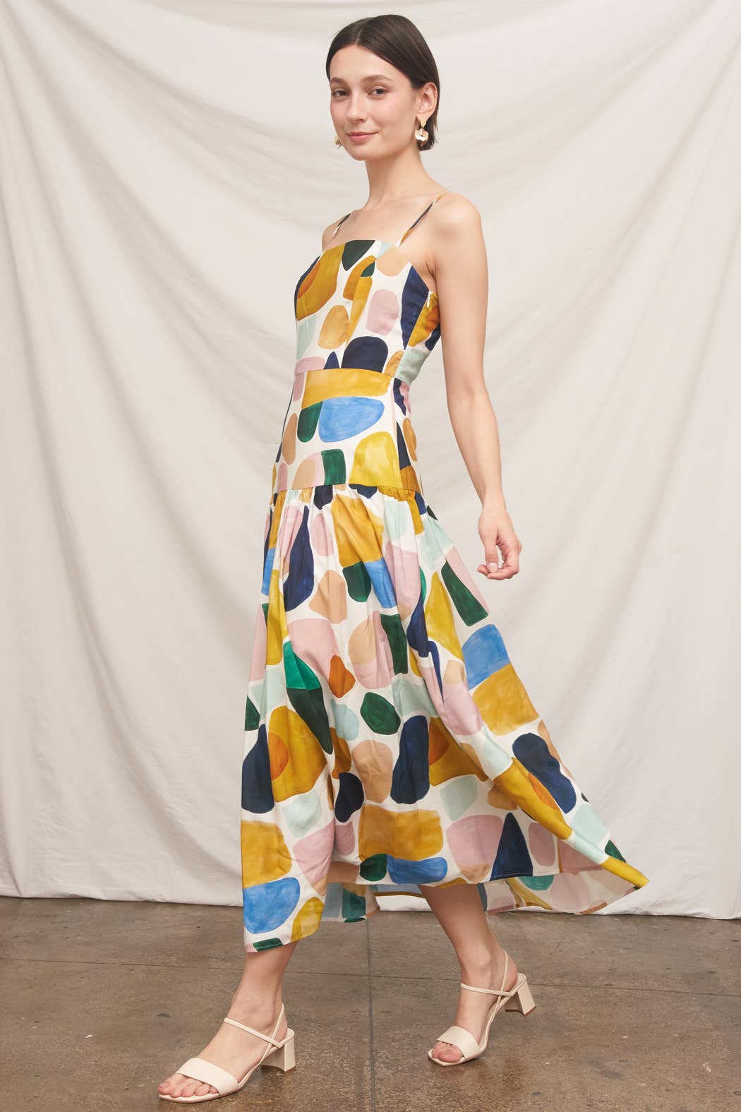 Abstract Print Tiered Maxi Dress