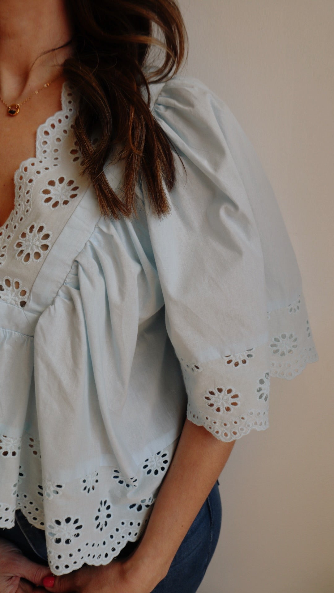 Eyelet Embroidered Boho Blouse