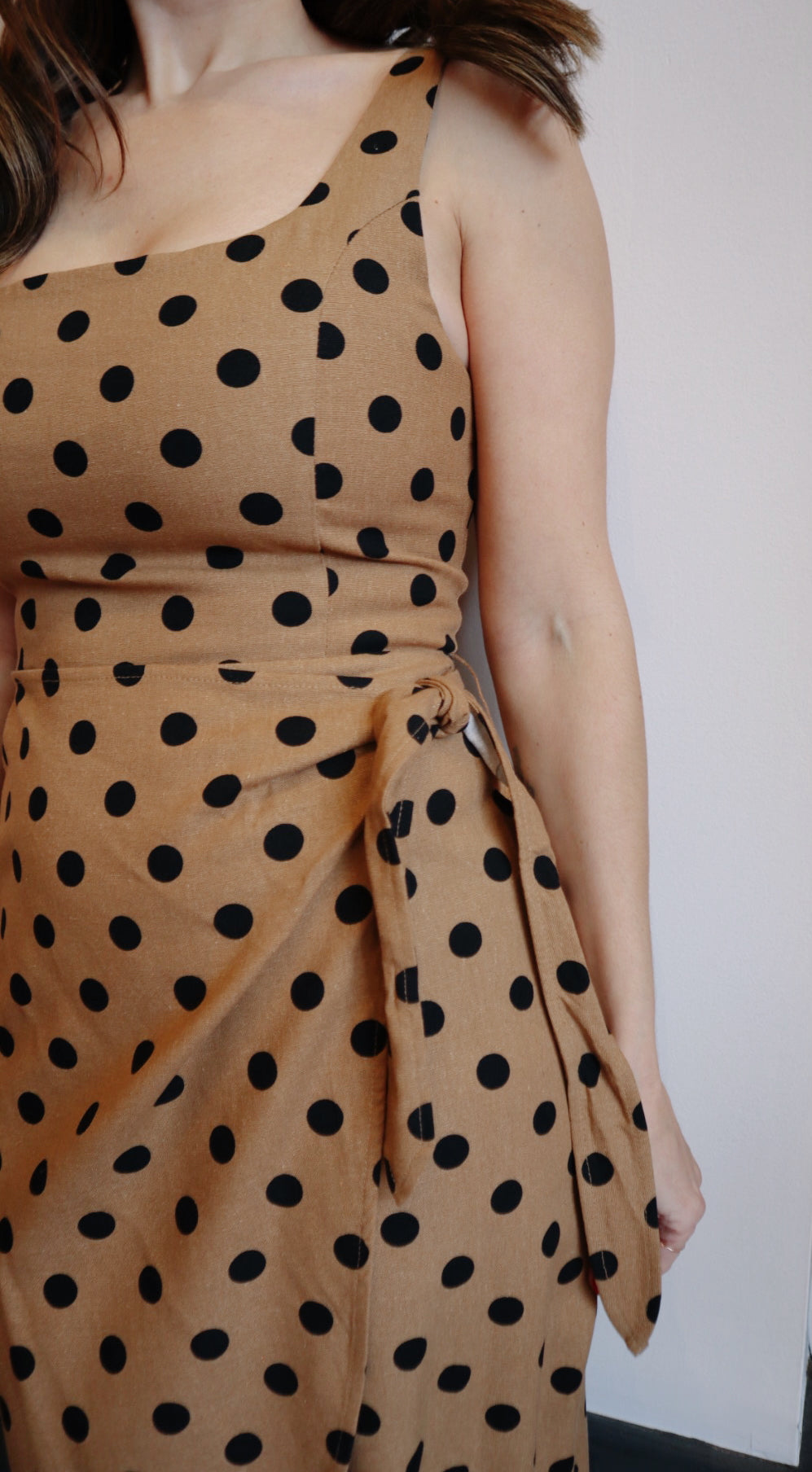 Polka Dot Tulip Hem Midi Wrap Dress