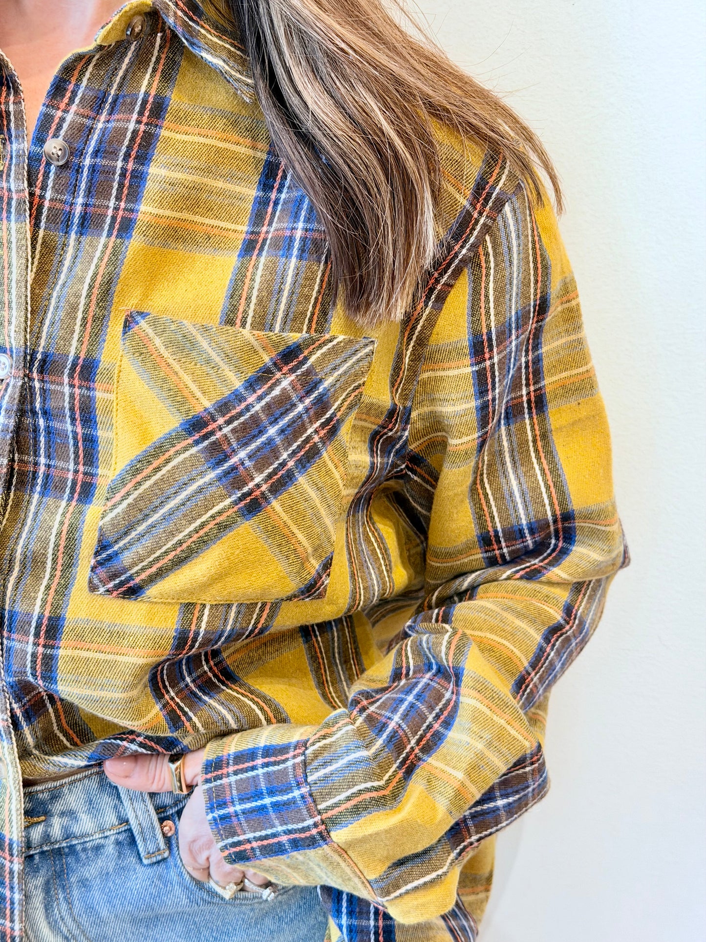 Yellow Plaid Flannel Button down