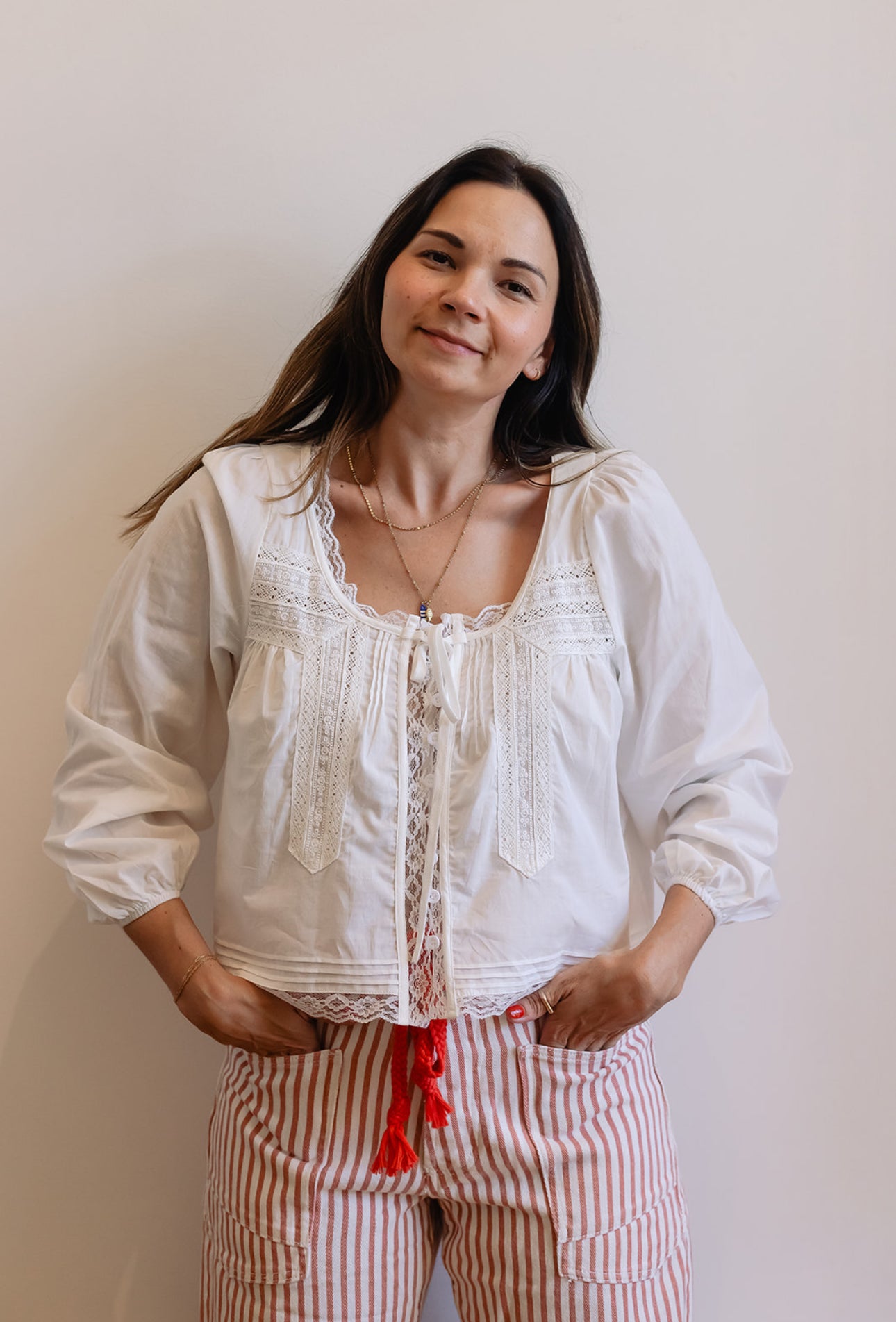 Lace-Trimmed Blouse