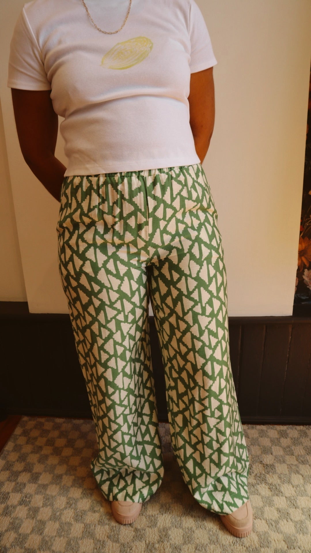 Geo Wide Leg Pull On Pant