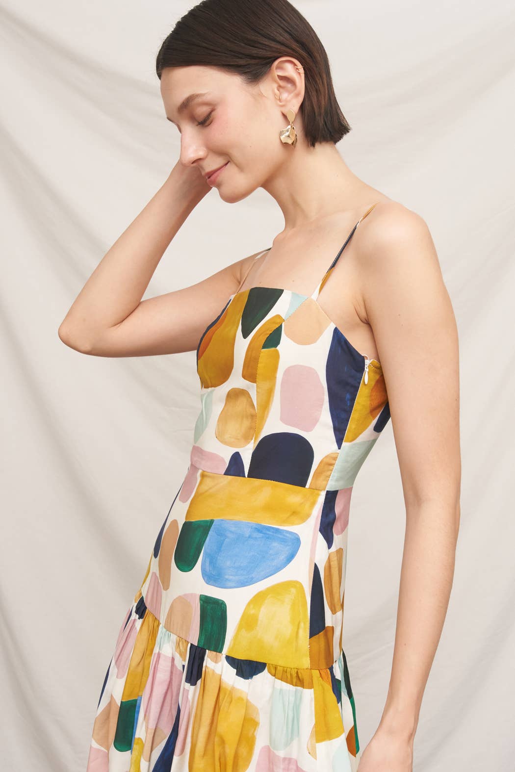 Abstract Print Tiered Maxi Dress