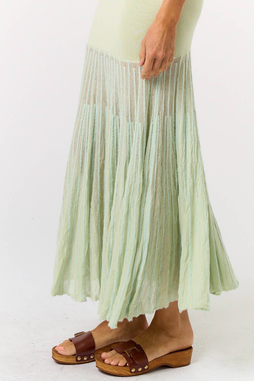 Sleeveless Sweater Maxi Dress W/Mesh Skirt