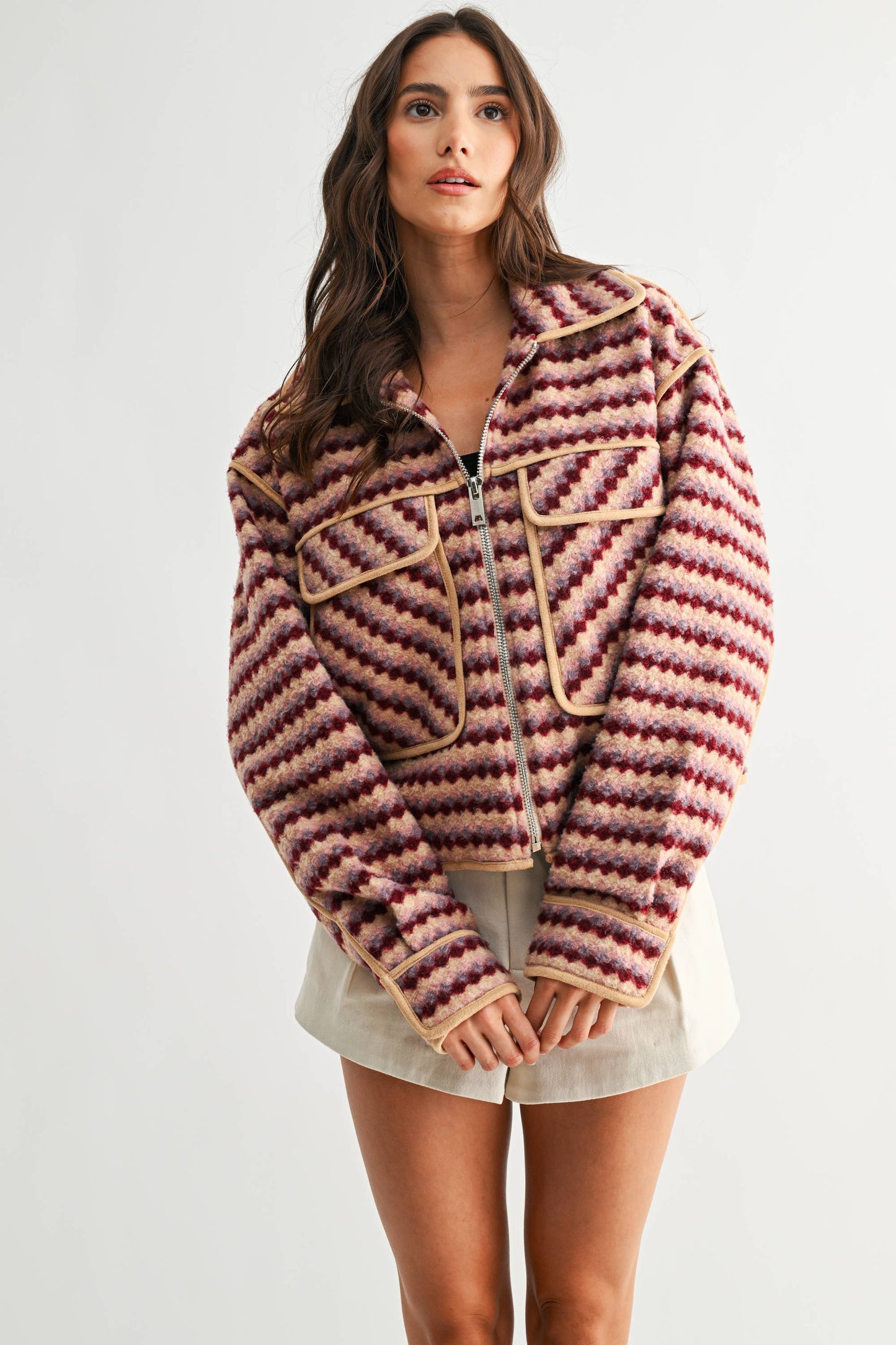 Retro Chevron Fleece Jacket