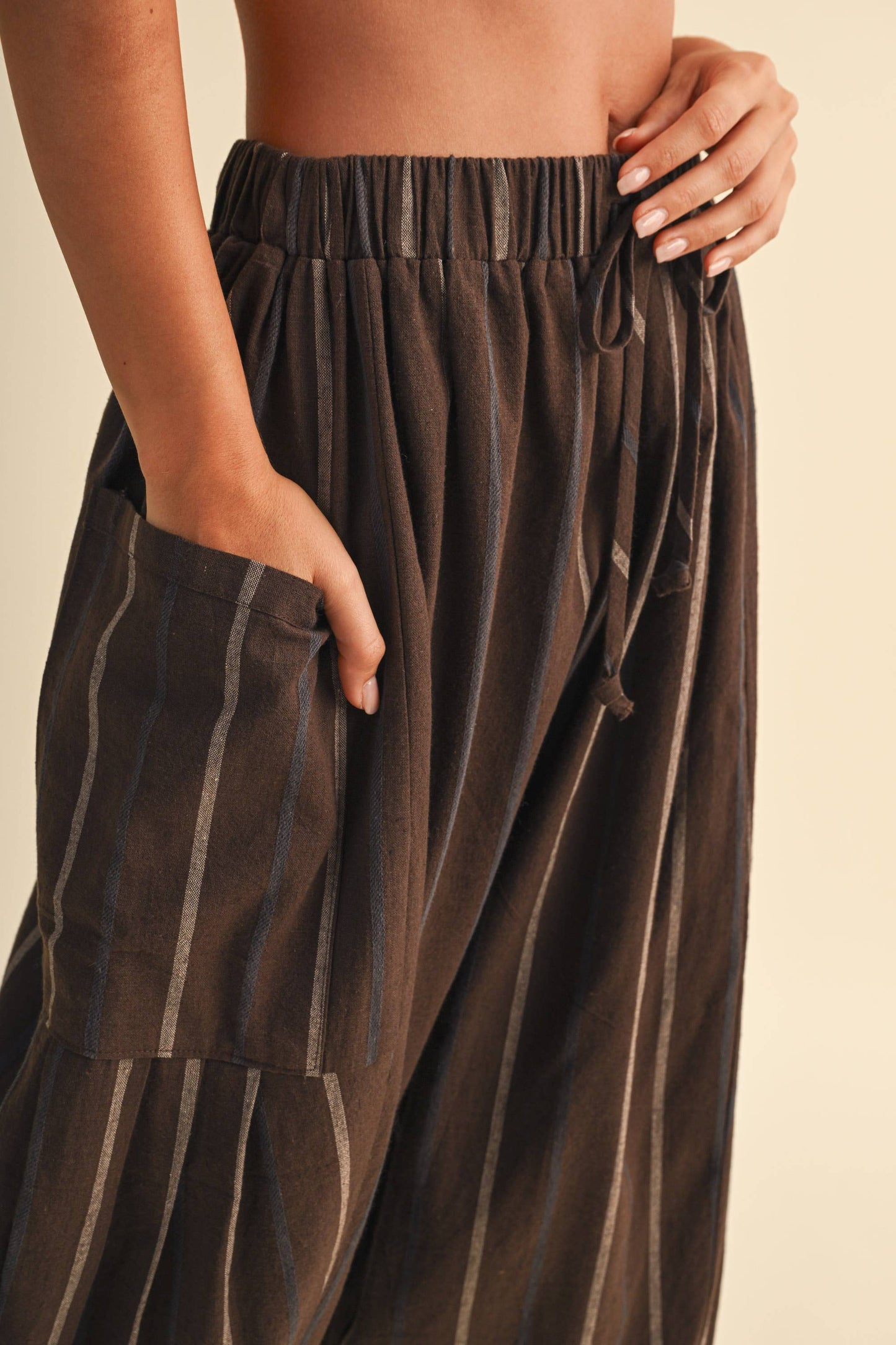 Relaxed Stripe Drawstring Crop Pant