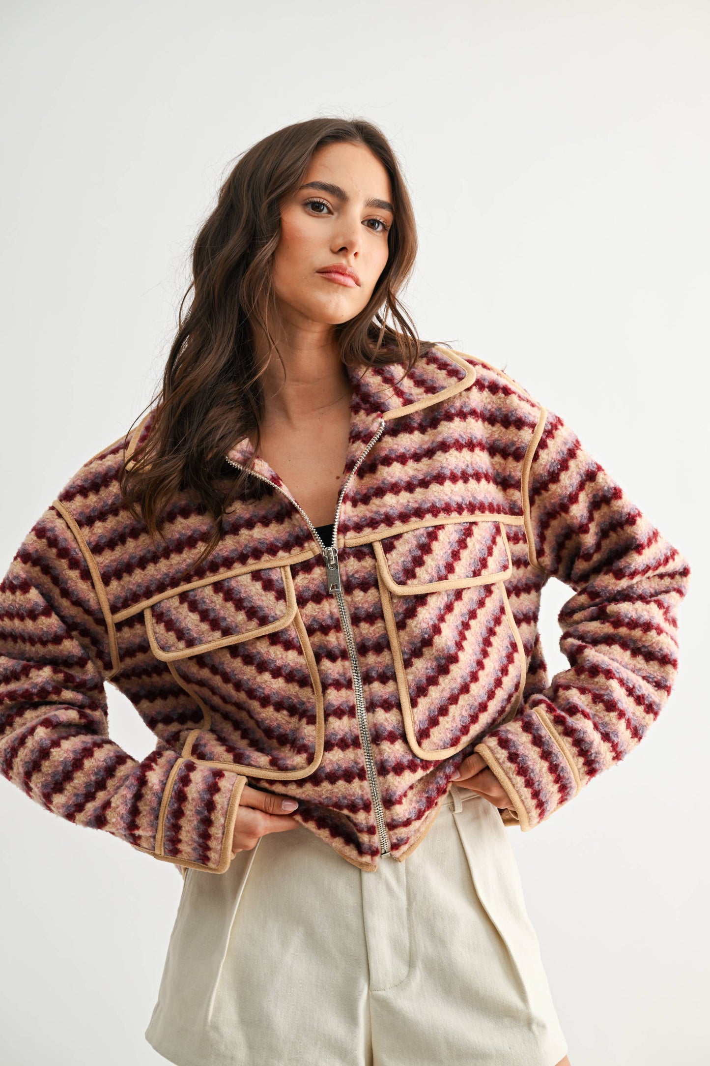 Retro Chevron Fleece Jacket