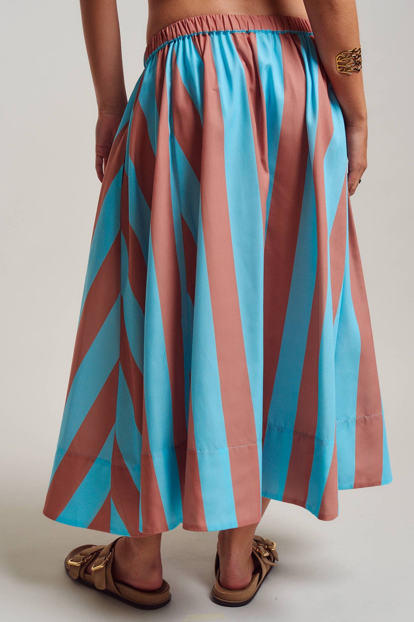 Stripe Elastic Waist Maxi Skirt