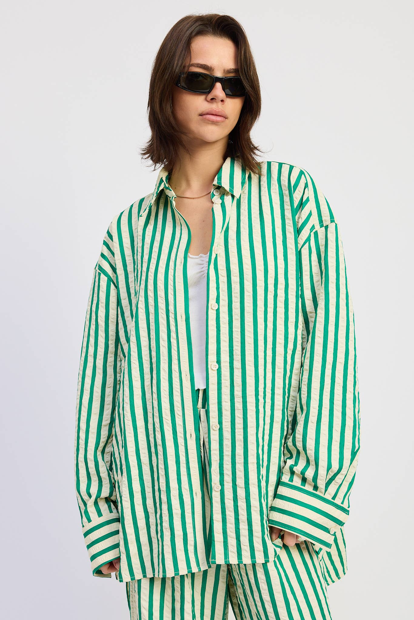 Oversized Seersucker Stripe Button Down