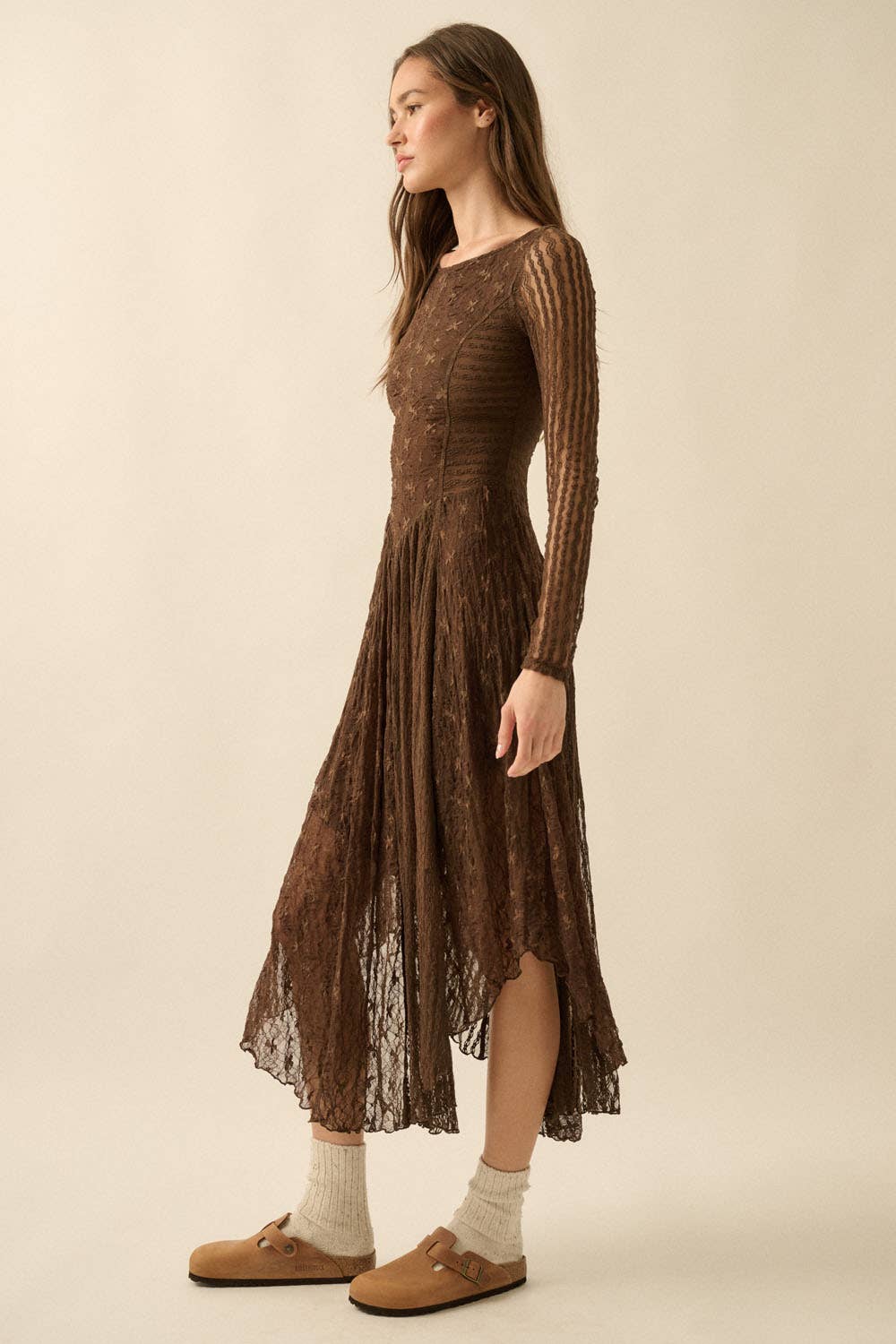 Chocolate Lace Midi Dress