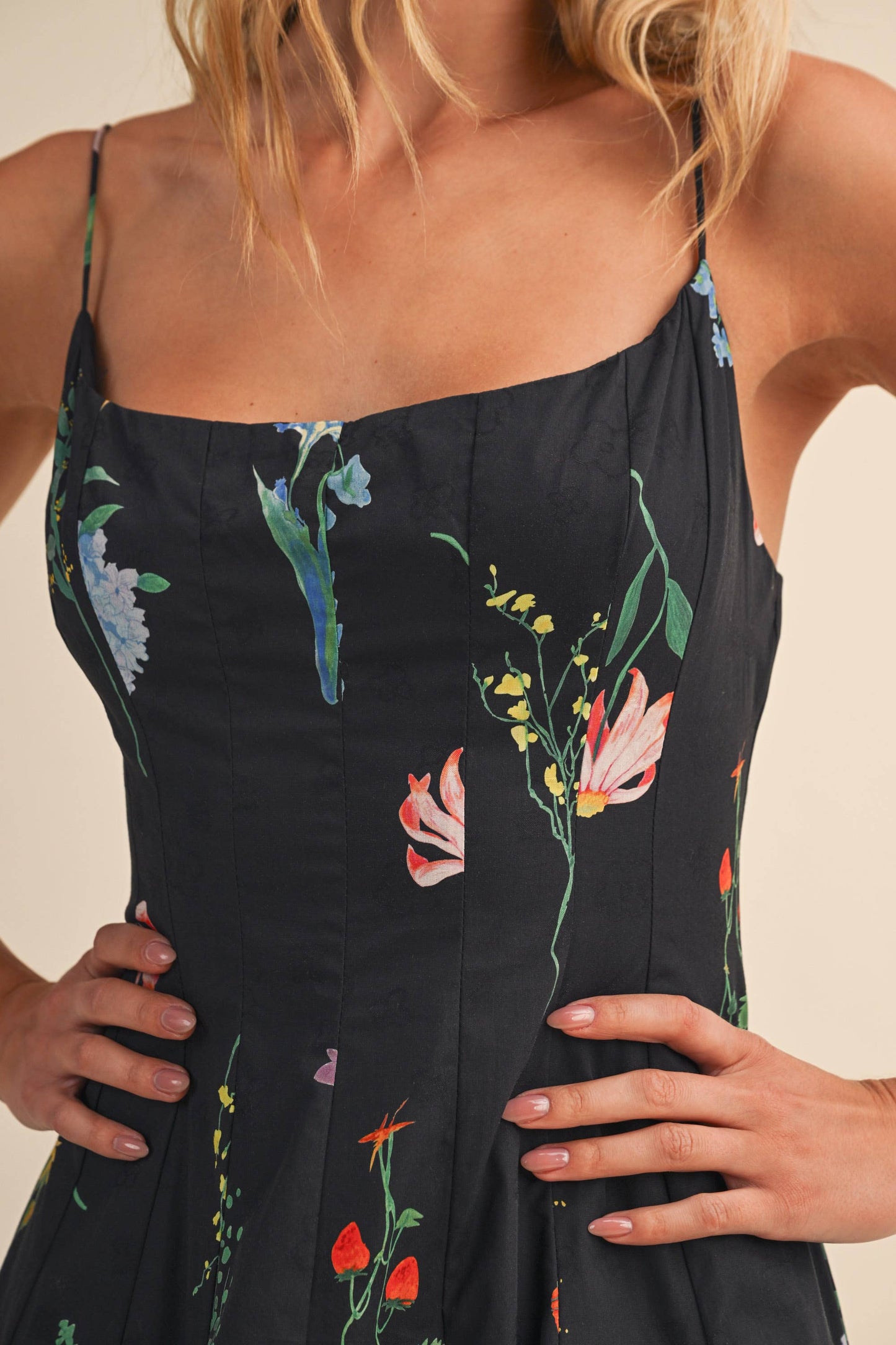 Floral Corset Bodice Maxi Dress