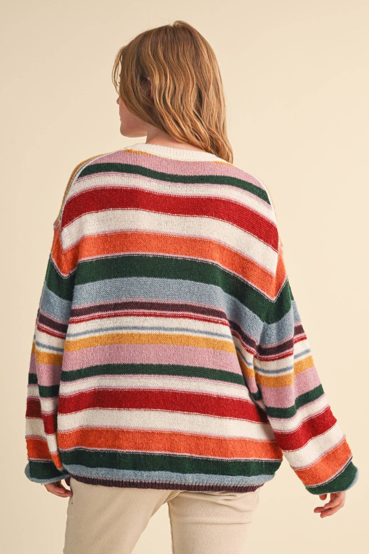 Multicolor Striped Oversized Sweater