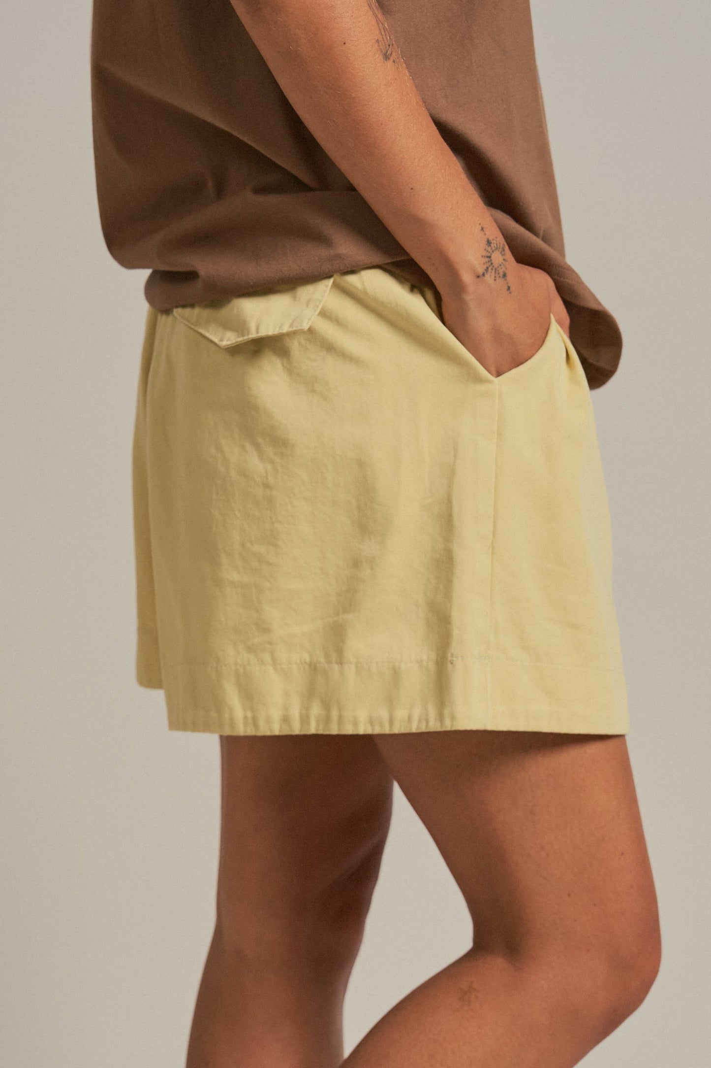 Cotton Twill Pleated Shorts