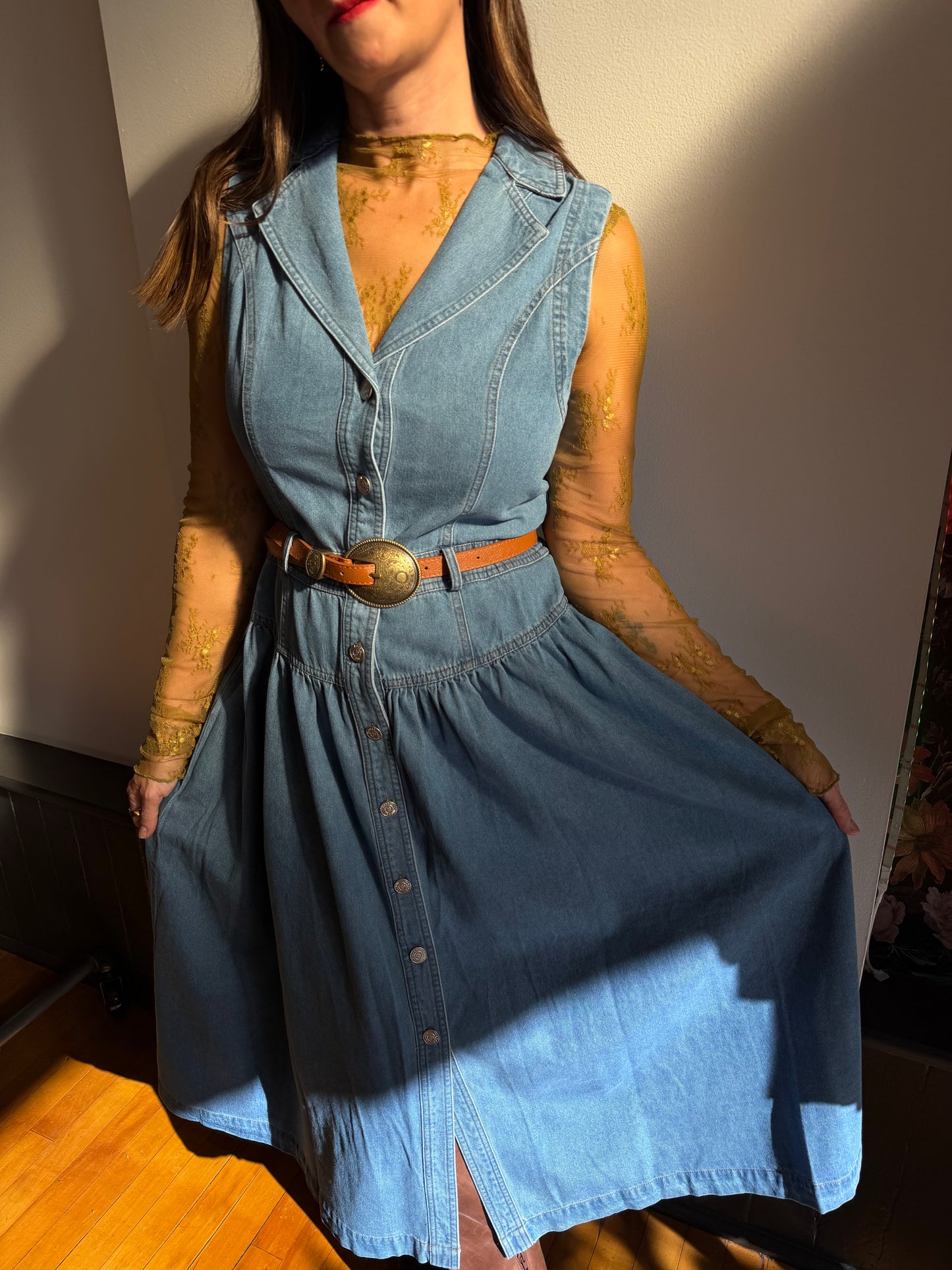 Collared Button Down Midi Dress