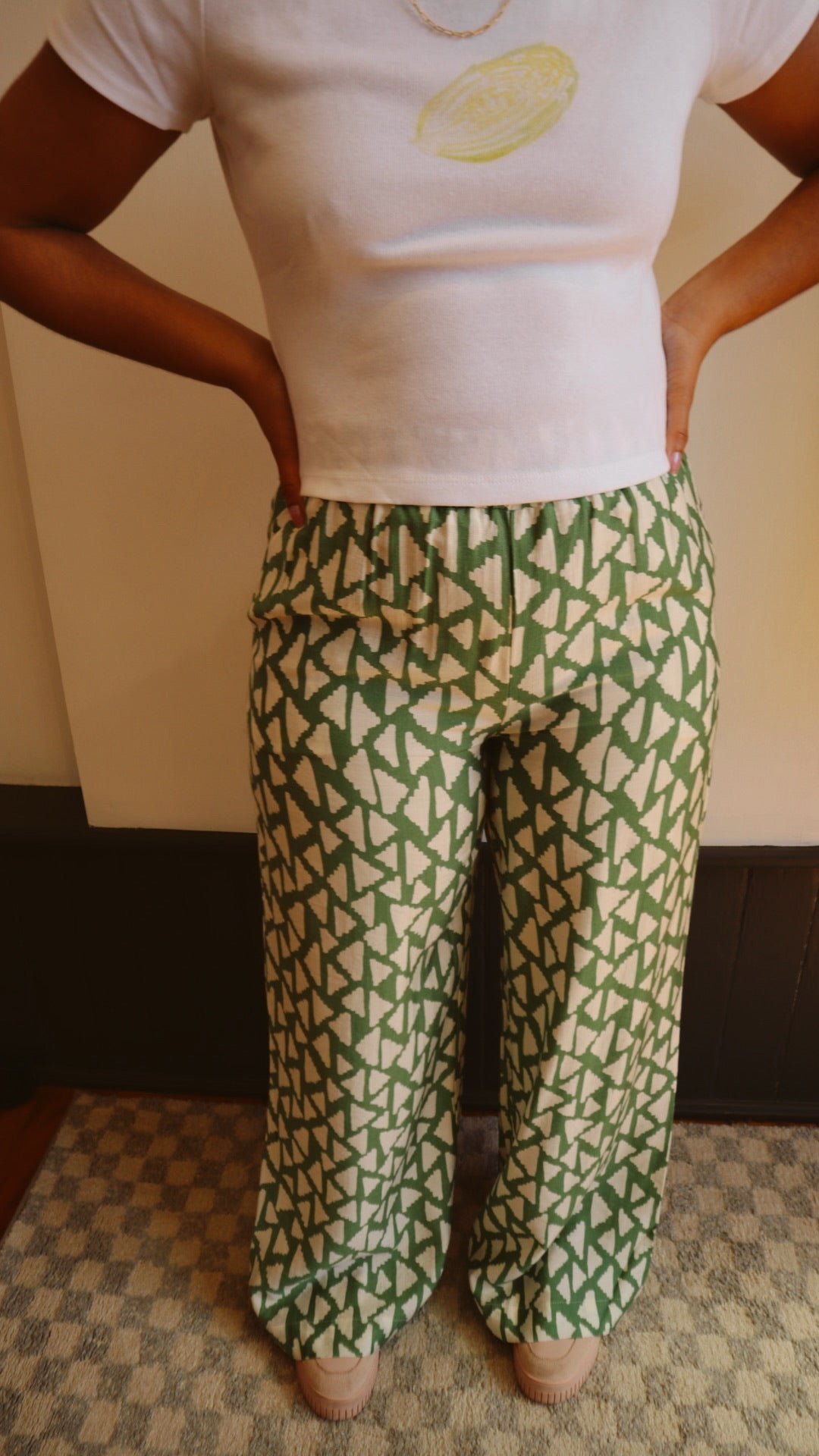 Geo Wide Leg Pull On Pant