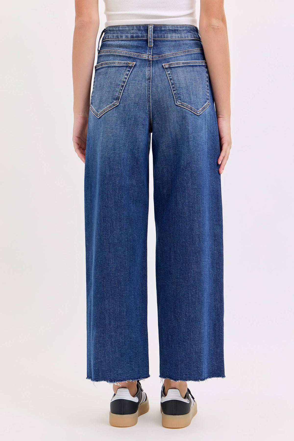High Rise Crop Wide Leg with Raw Hem