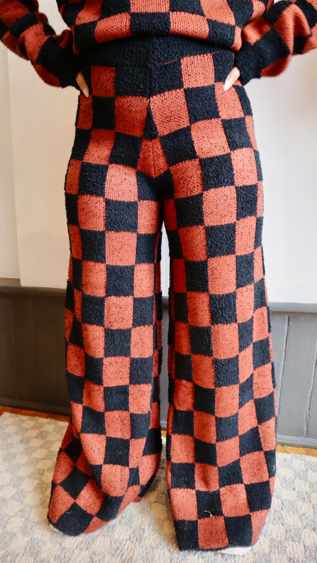 Checkerboard Knit Sweater Pant