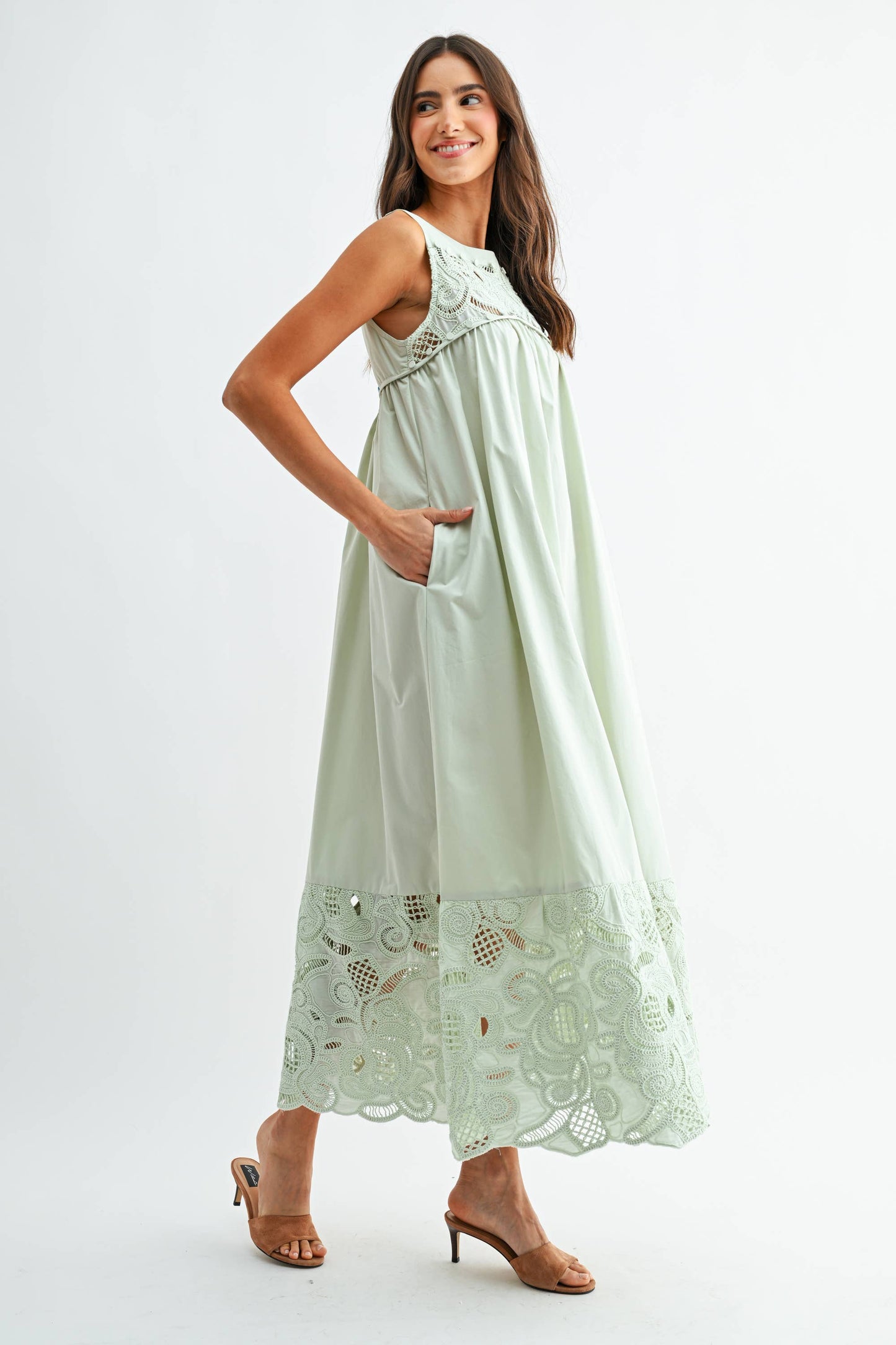 Embroidered Trim Boho Maxi Dress