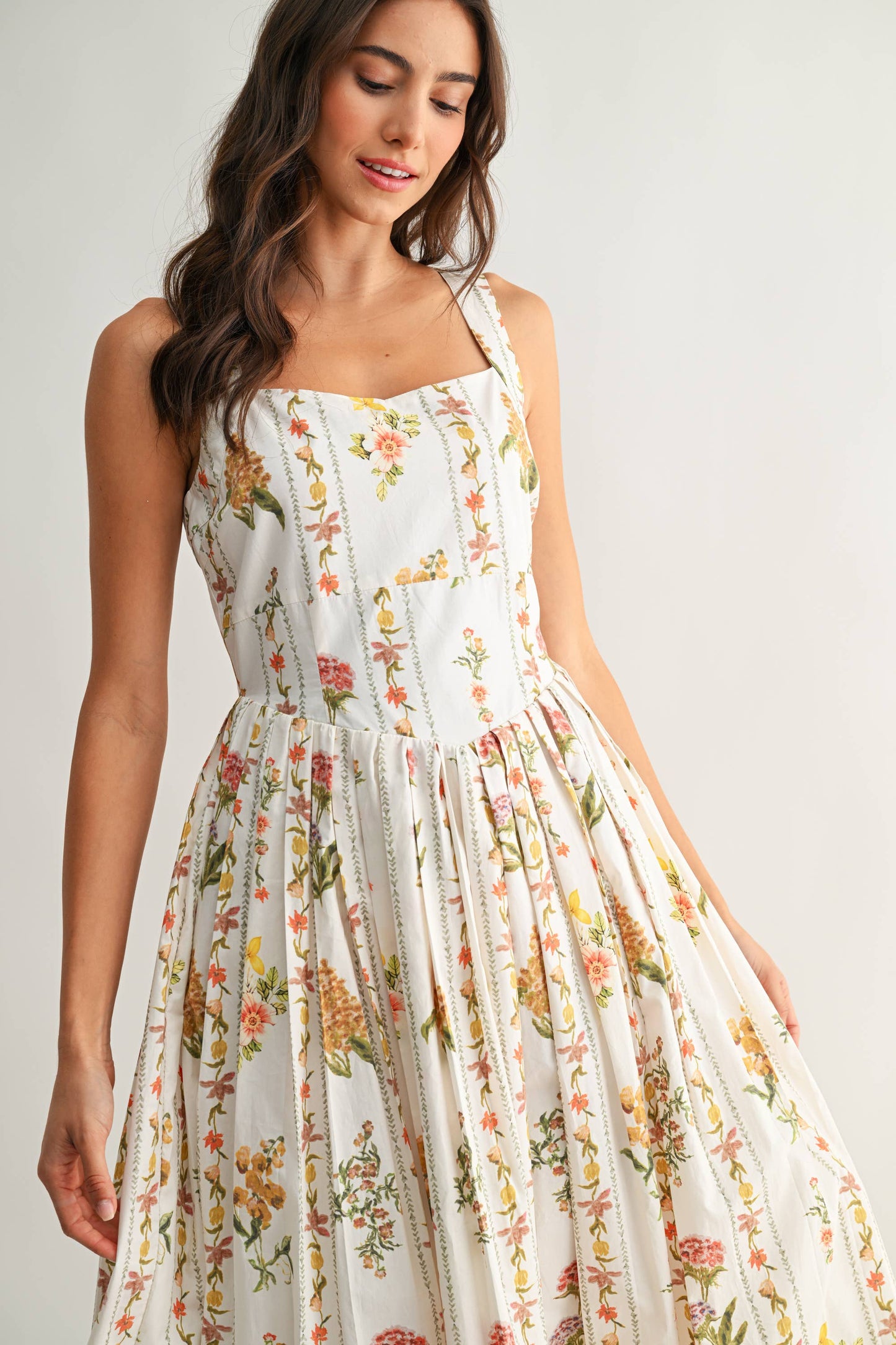 Floral Print Cotton Midi Dress