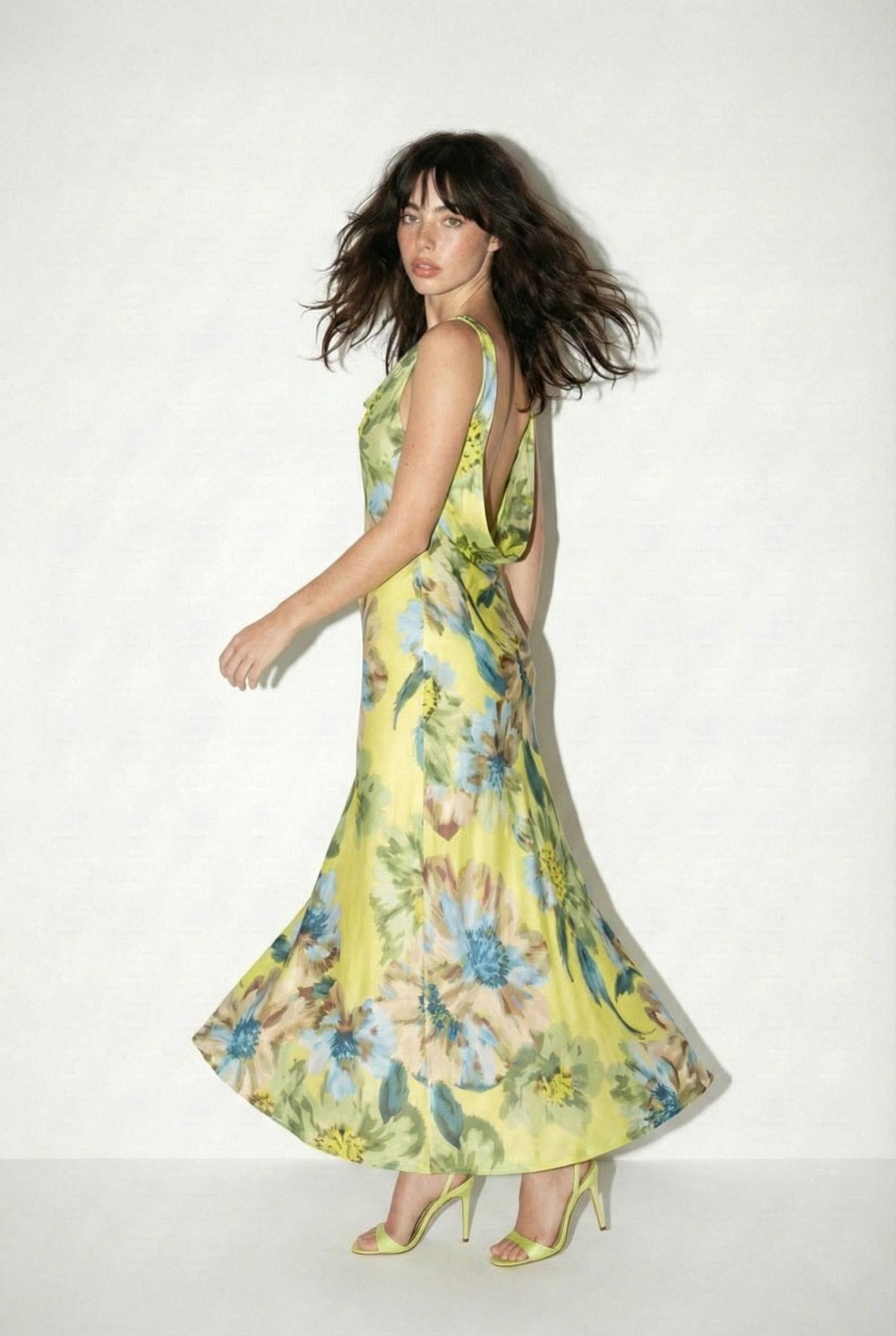 Floral Drape Neck Maxi Dress